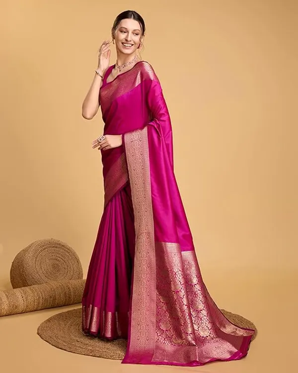 Magenta_Brocade_Saree_For_Women