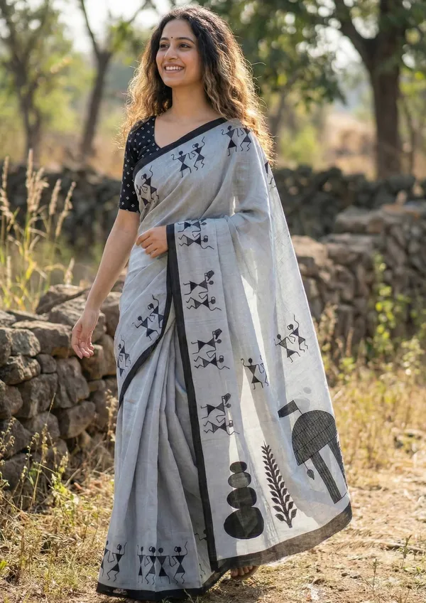 Grey_Tribal_Print_Saree_For_Women