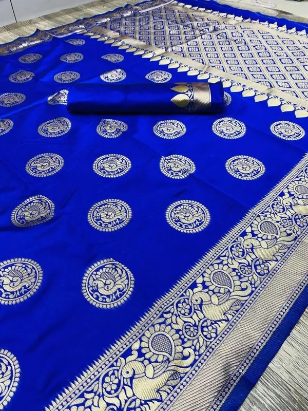 Blue_Woven_Saree_With_Zari_Border_For_Women