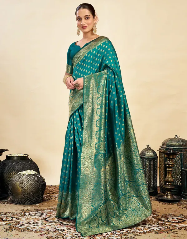 Teal_Woven_Traditional_Saree_For_Women