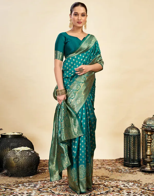 Teal_Woven_Traditional_Saree_For_Women