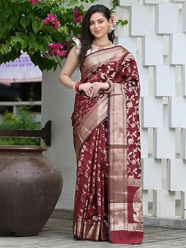 Maroon_Banarasi_Silk_Saree_For_Women
