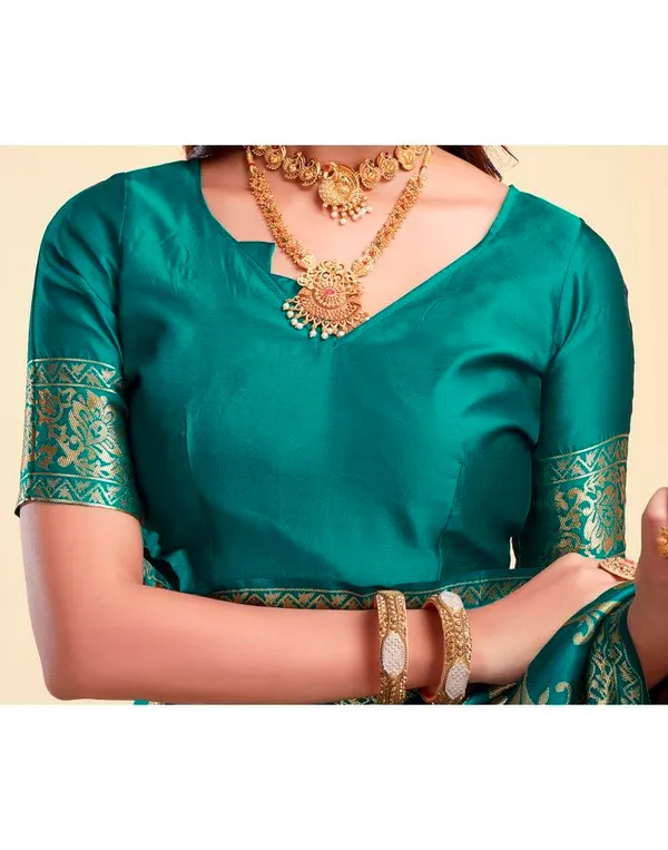 Teal_Banarasi_Silk_Saree_For_Women