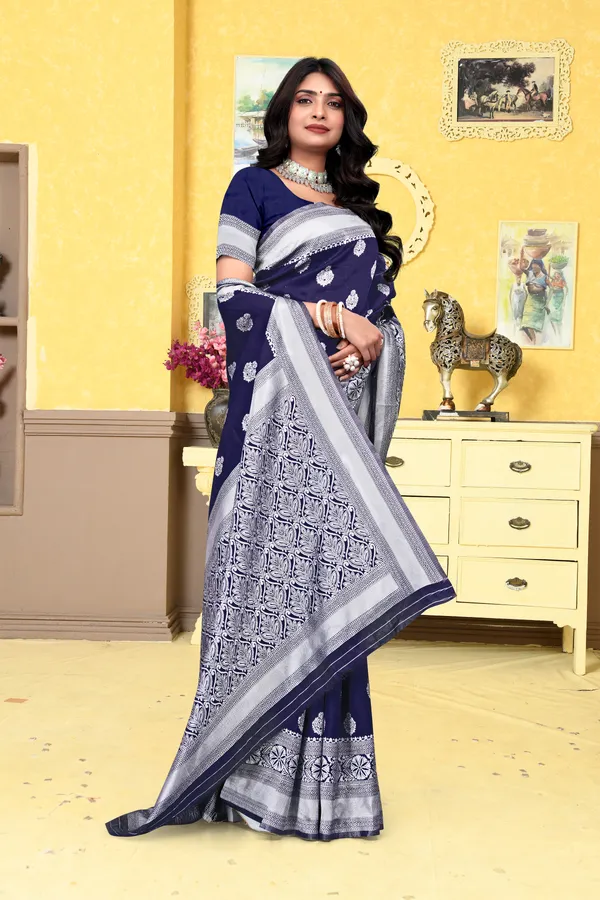 Navy_Blue_Printed_Saree_For_Women