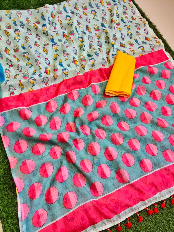 Grey_Fish_Print_Saree_For_Women
