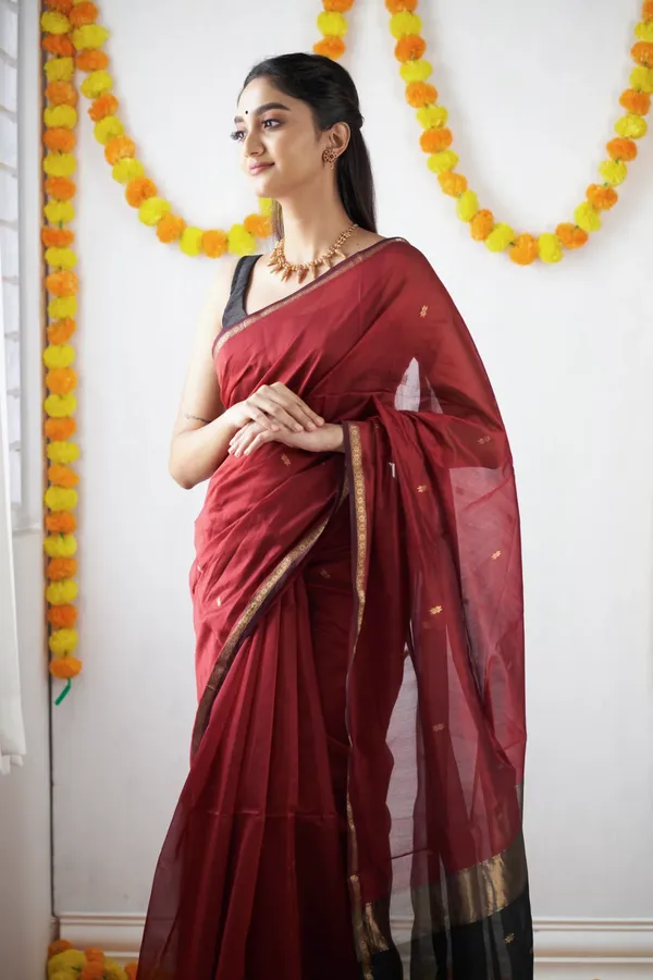 Maroon_Sheer_Traditional_Saree_For_Women