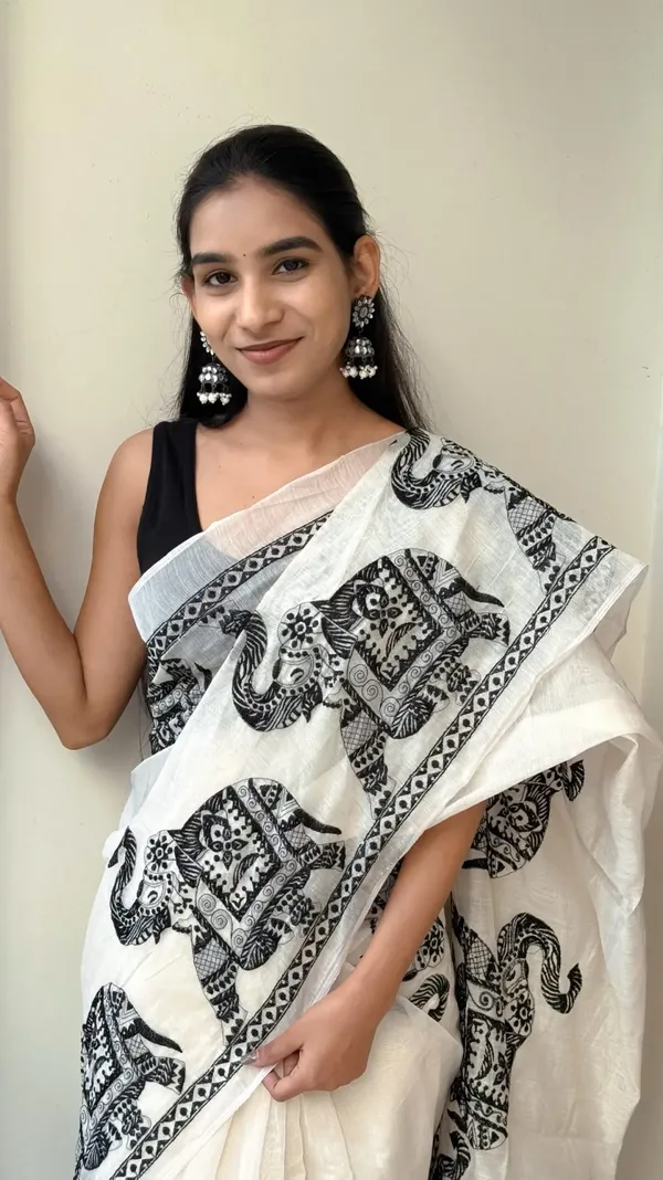 Ivory_Printed_Saree_For_Women