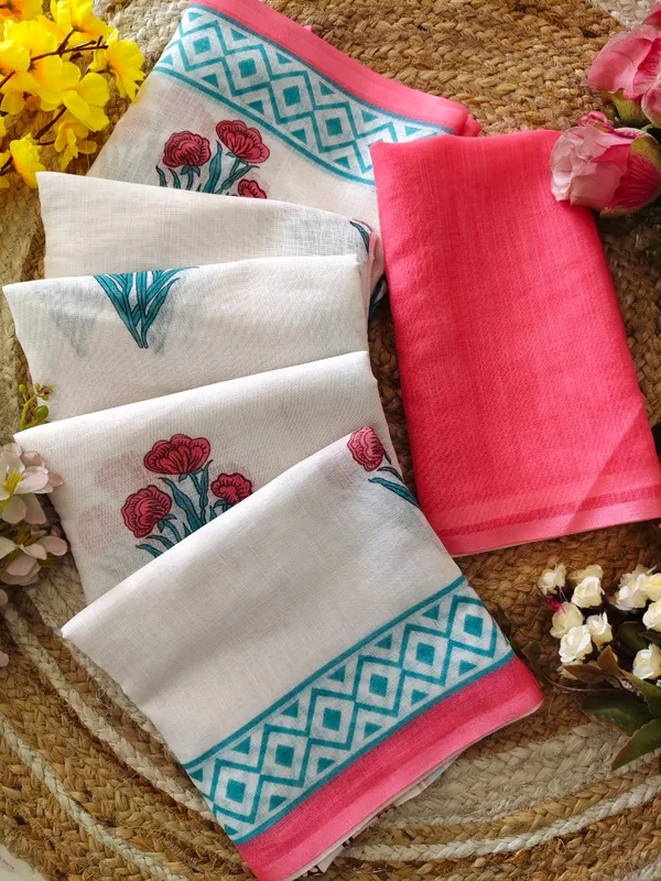 White_Cotton_Floral_Printed_Saree_For_Women