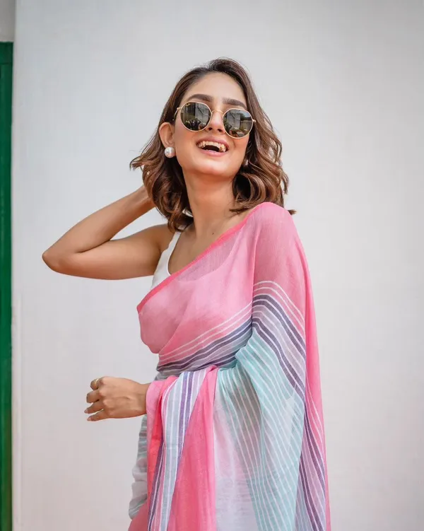 Pink_Multicolour_Striped_Saree_For_Women