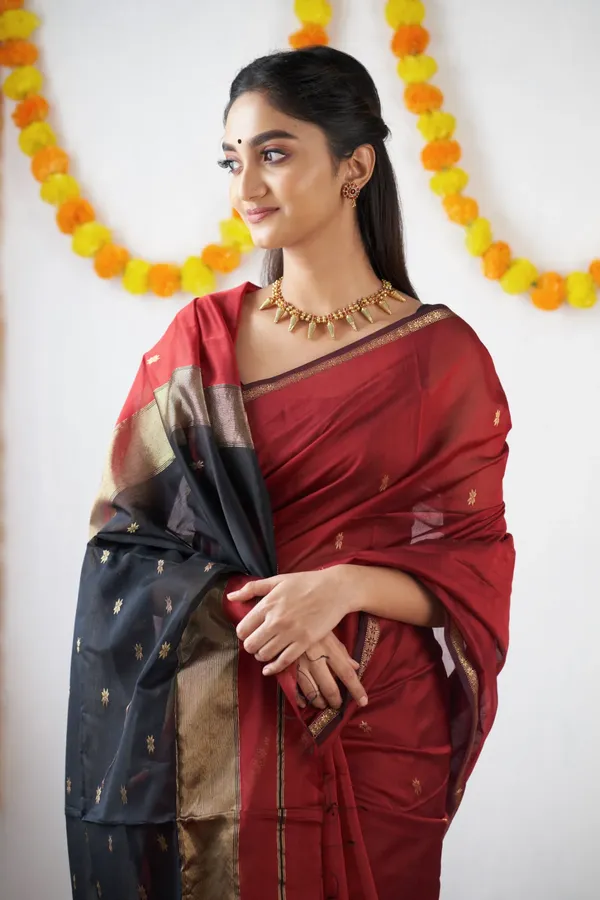 Maroon_Sheer_Traditional_Saree_For_Women