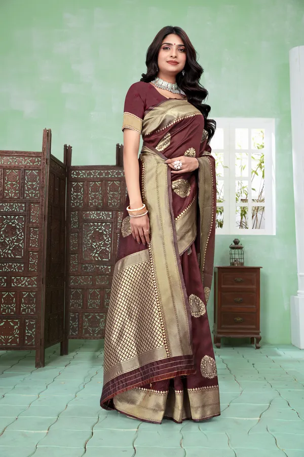 Maroon_Woven_Saree_For_Women