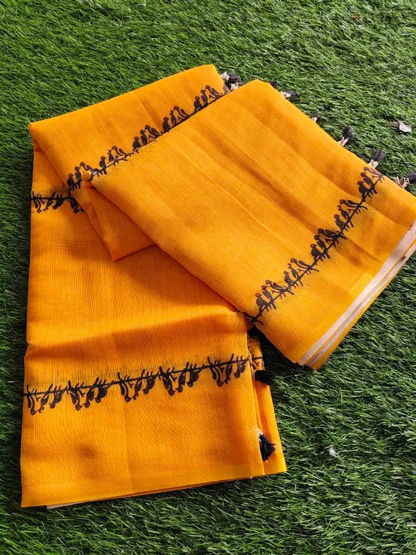 Yellow_Printed_Saree_For_Women