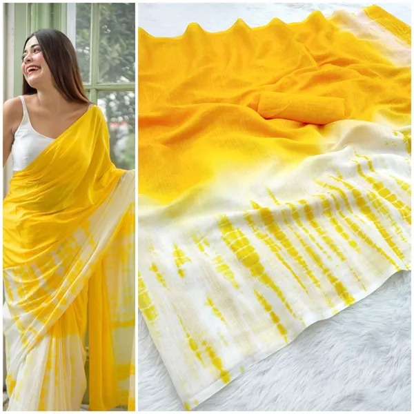 Yellow_Sheer_Printed_Saree_For_Women