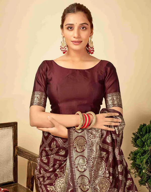 Maroon_Banarasi_Silk_Saree_For_Women