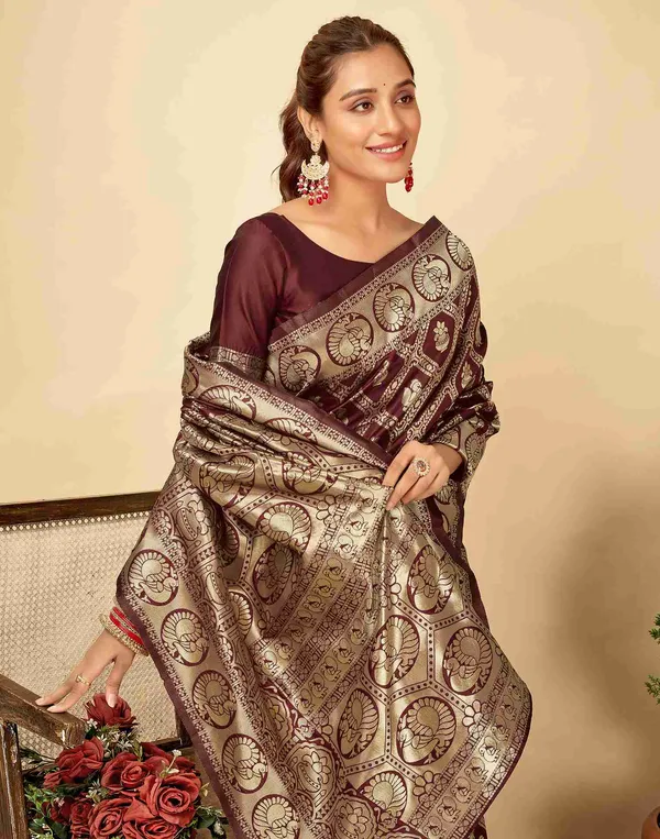 Maroon_Banarasi_Silk_Saree_For_Women