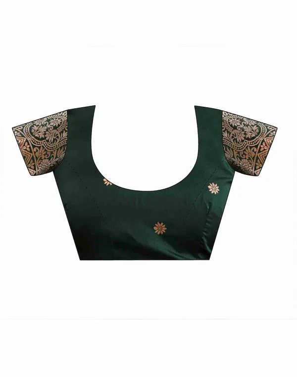 Musturd_And_Dark_Green_Banarasi_Silk_Saree_For_Women