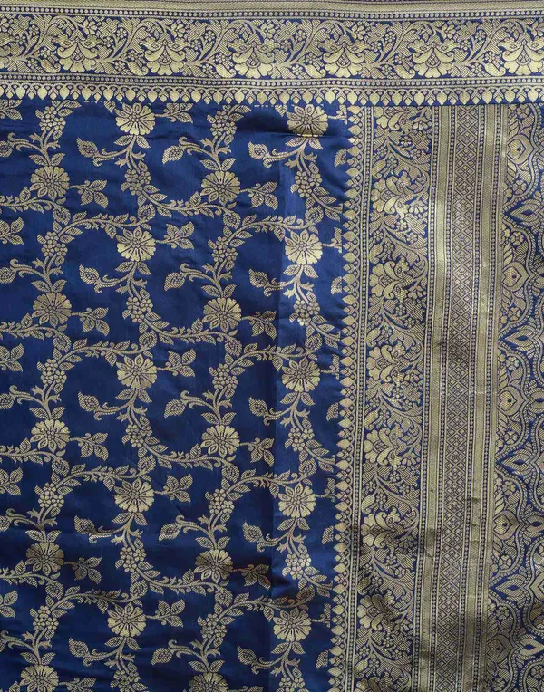 Navy_Blue_Zari_Floral_Saree_For_Women
