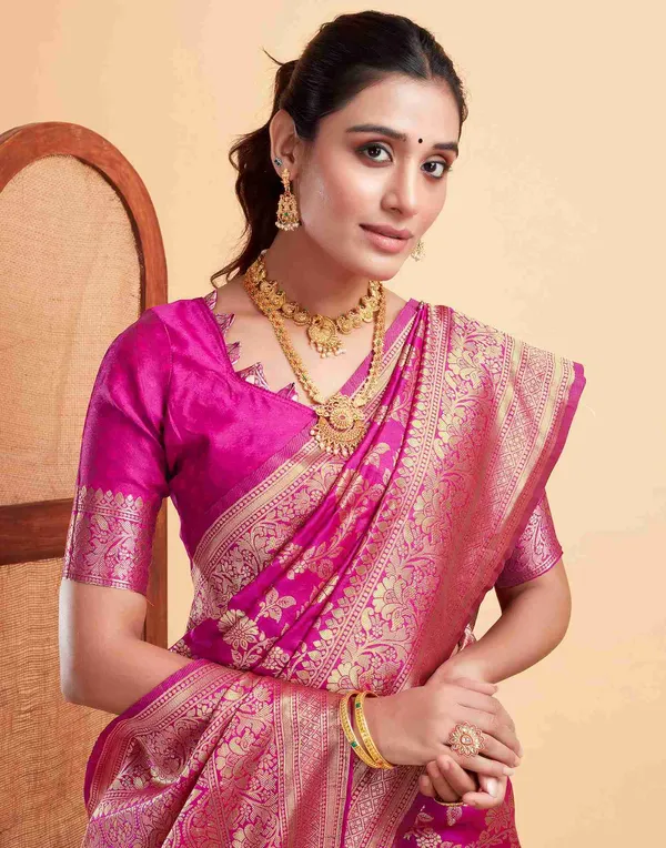 Pink_Woven_Zari_Saree_For_Women
