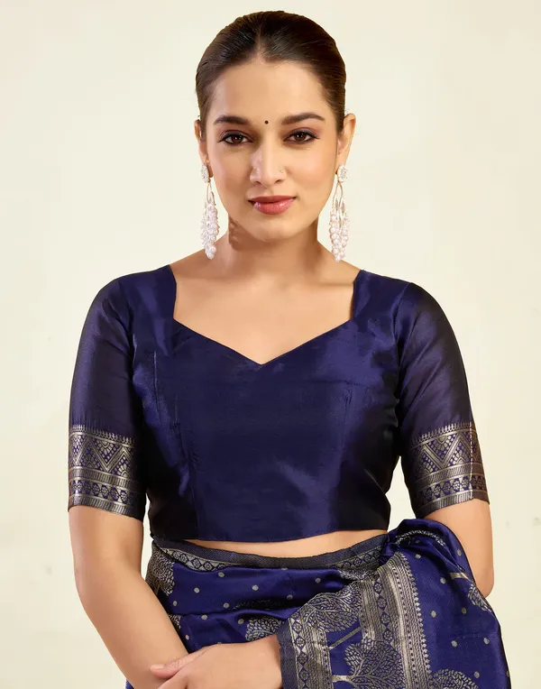 Navy_Blue_Banarasi_Silk_Saree_For_Women