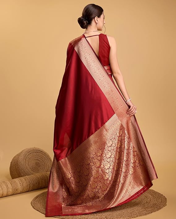 Maroon_Woven_Banarasi_Saree_For_Women