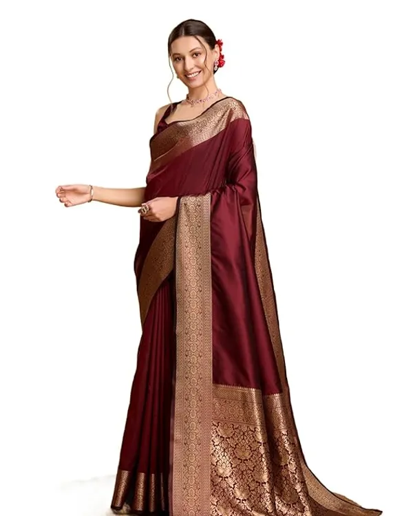 Maroon_Woven_Saree_For_Women