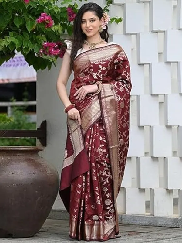 Maroon_Banarasi_Silk_Saree_For_Women