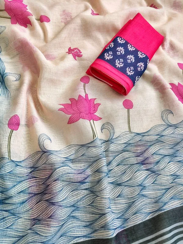 Pink_Floral_Print_Saree_For_Women