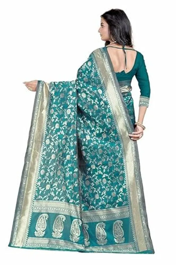 Teal_Banarasi_Silk_Saree_For_Women