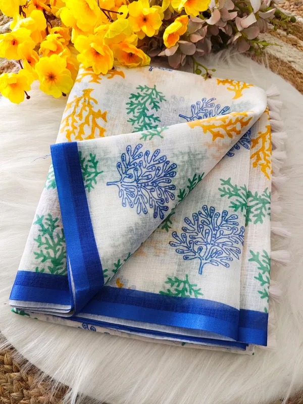 White_Printed_Saree_For_Women