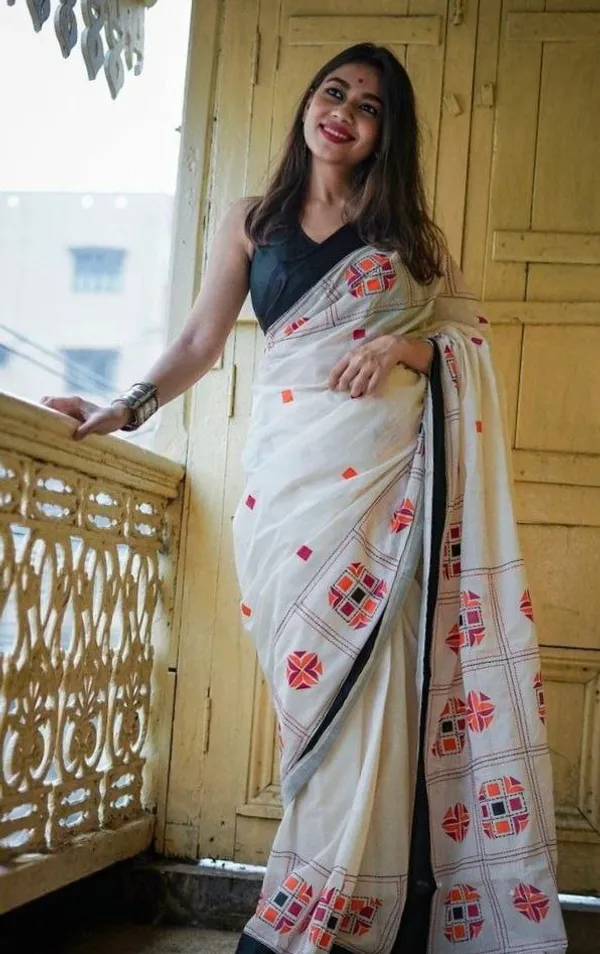 White_Cotton_Printed_Saree_For_Women