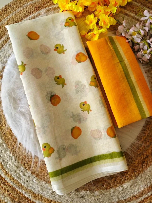 White_Printed_Saree_For_Women