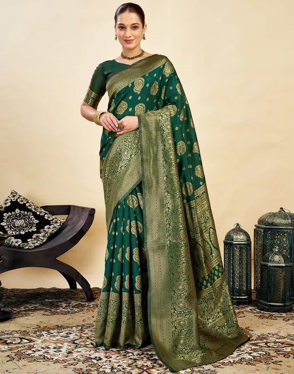 Green_Gold_Print_Saree_For_Women
