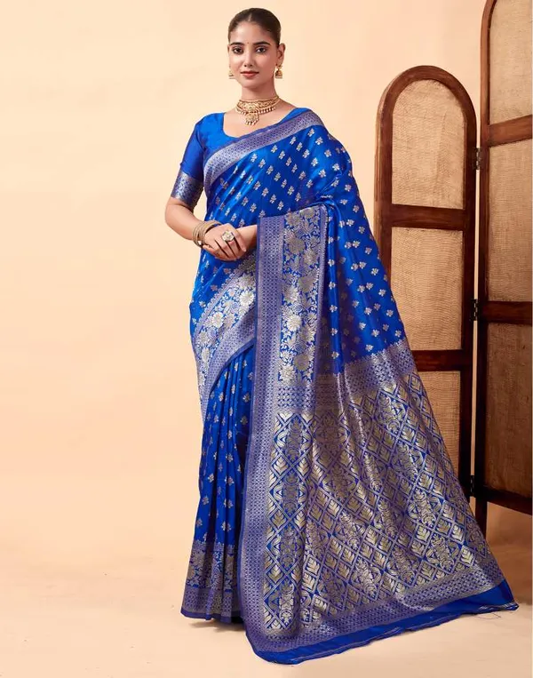 Blue_Banarasi_Silk_Saree_For_Women