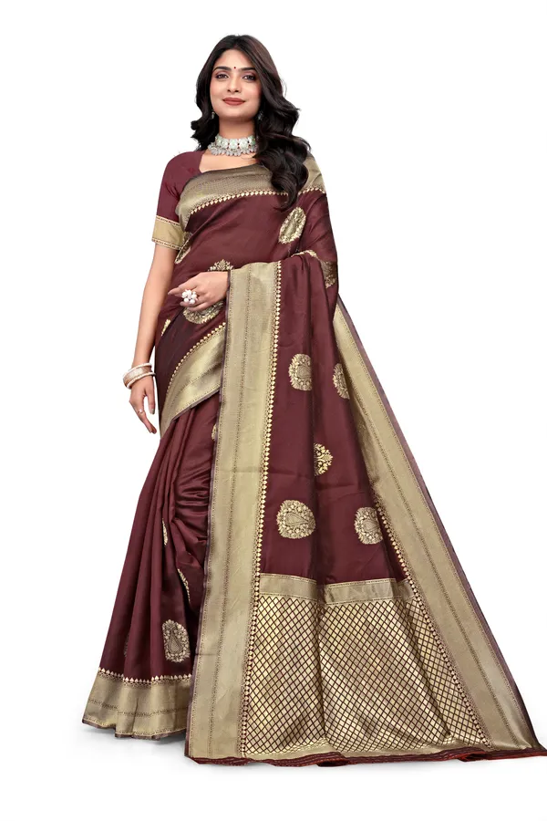 Maroon_Woven_Saree_For_Women