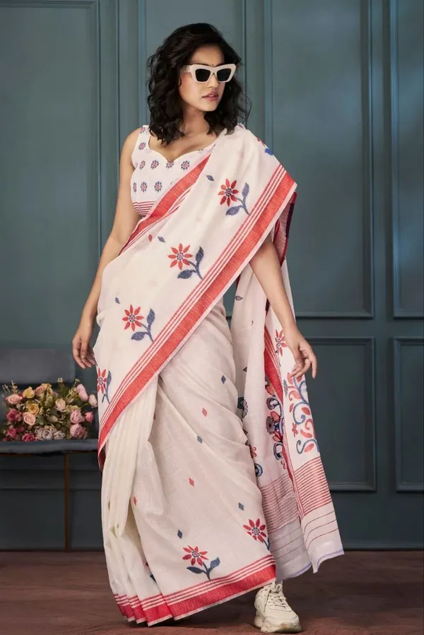 Off_White_Printed_Saree_For_Women