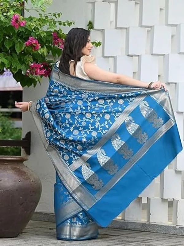 Turquoise_Banarasi_Silk_Saree_For_Women