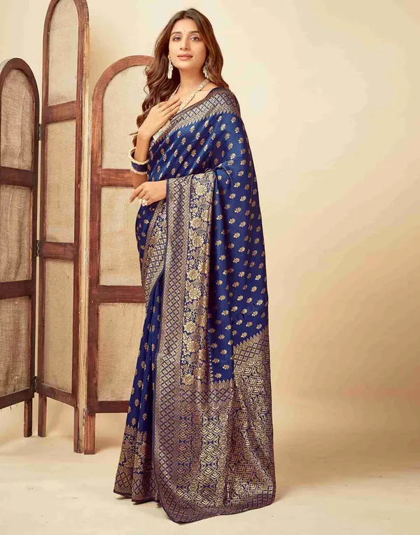 Blue_Banarasi_Silk_Saree_For_Women