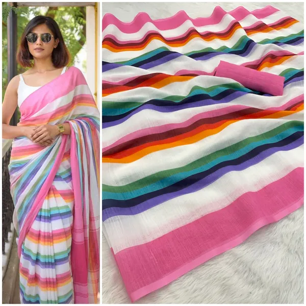 Multicolor_Striped_Saree_For_Women