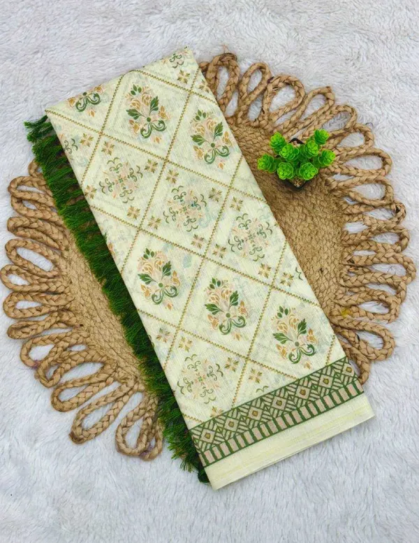 Ivory_Green_Printed_Saree_For_Women