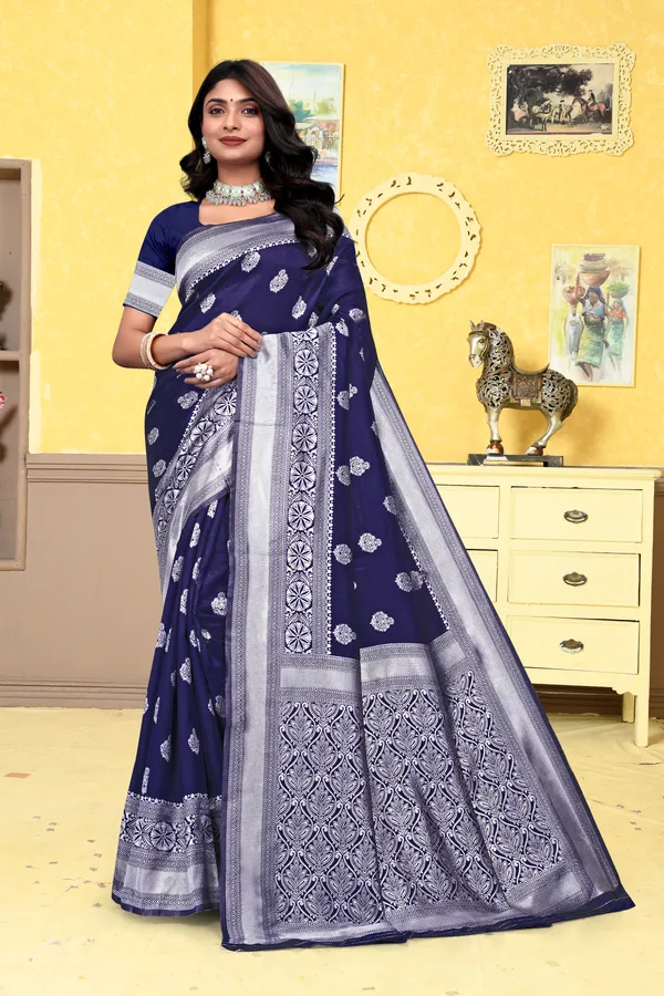 Navy_Blue_Printed_Saree_For_Women