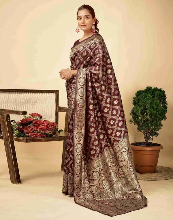 Maroon_Banarasi_Silk_Saree_For_Women