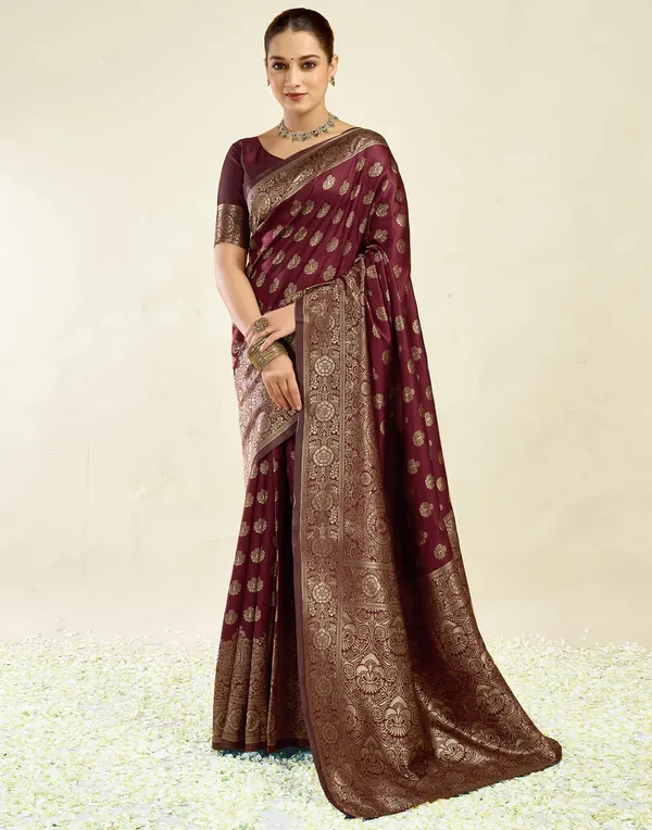 Maroon_Woven_Saree_For_Women