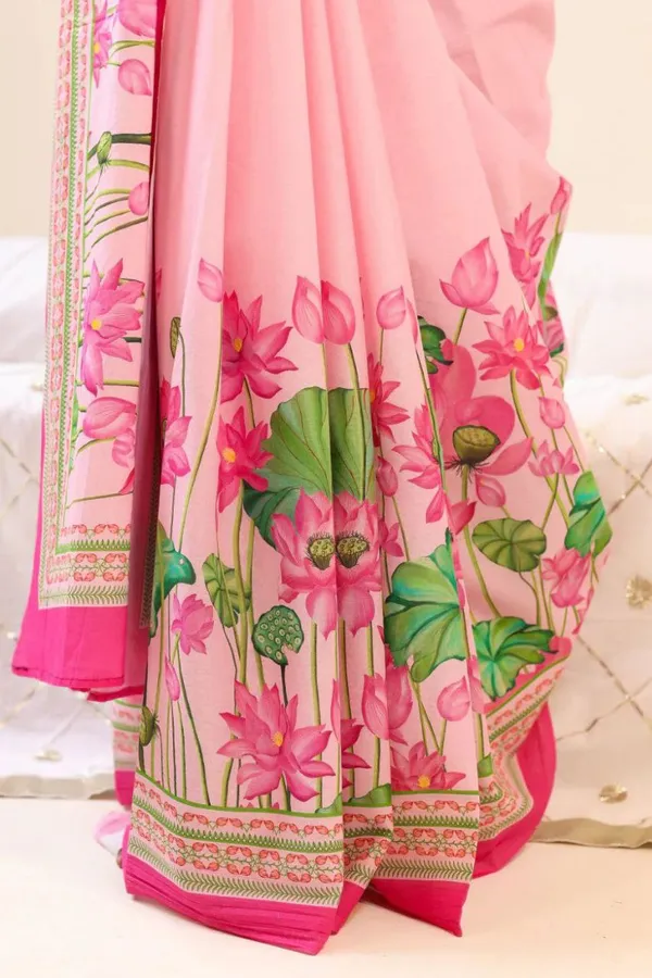 Pink_Floral_Print_Saree_For_Women