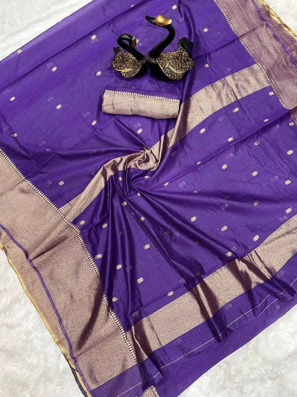 Purple_Gold_Border_Saree_For_Women