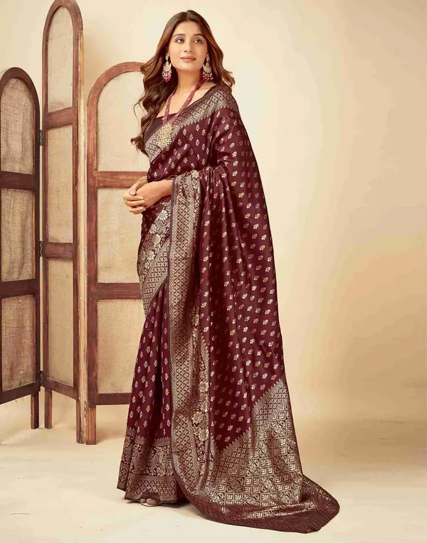 Maroon_Brocade_Saree_For_Women