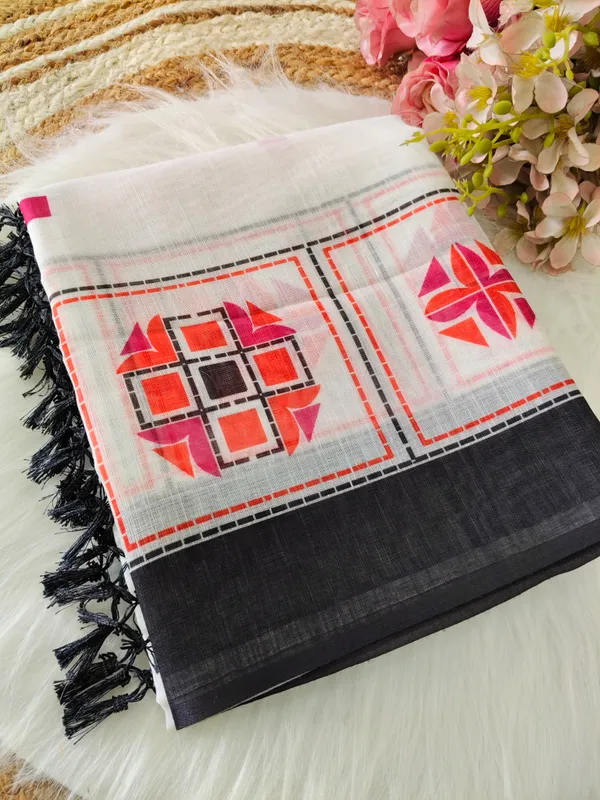 White_Cotton_Printed_Saree_For_Women