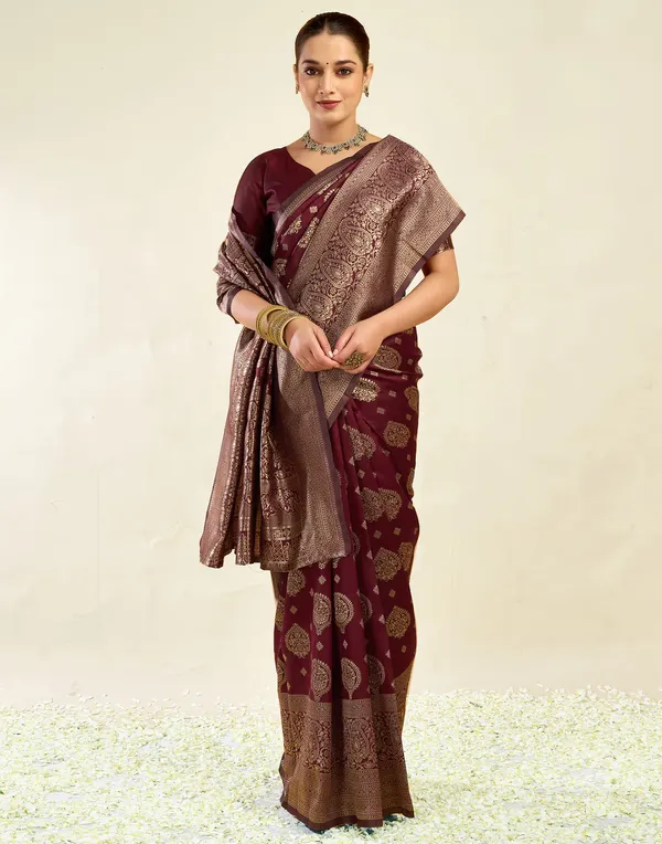 Maroon_Banarasi_Silk_Saree_For_Women