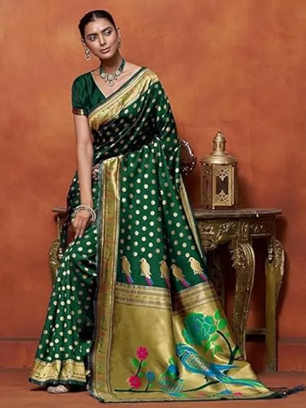 Green_Gold_Border_Printed_Saree_For_Women