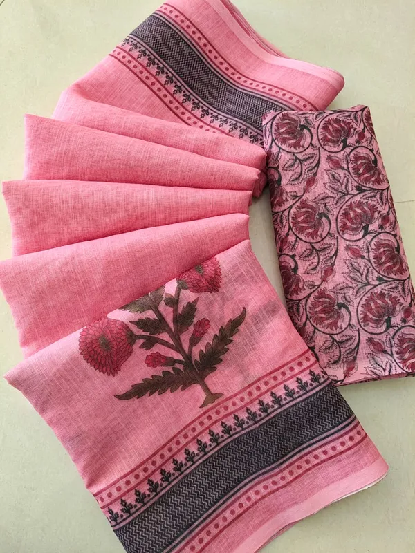 Pink_Floral_Print_Saree_For_Women