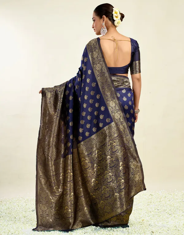 Blue_Floral_Zari_Saree_For_Women